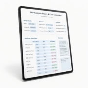 Tablet displaying PRP analysis report and cost calculator for medical innovation at Aspire Medical.